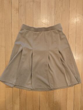 Lands' End Khaki Circle Skirt with Soft Pleats